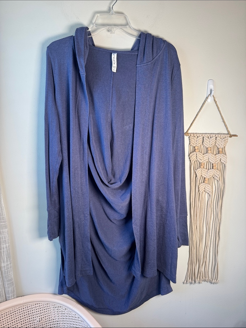 GUC Athleta Blue Draped Open Front Hooded Cardigan M